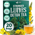 FreshDrinkUS StrongerLungs 20 Tea Bags - Mullein Leaf, Ginseng, Elderberry, Ginger & Thyme - Supports Lung Cleanse, Congestion Relief & Mucus Detox - Caffeine-Free & All-Natural