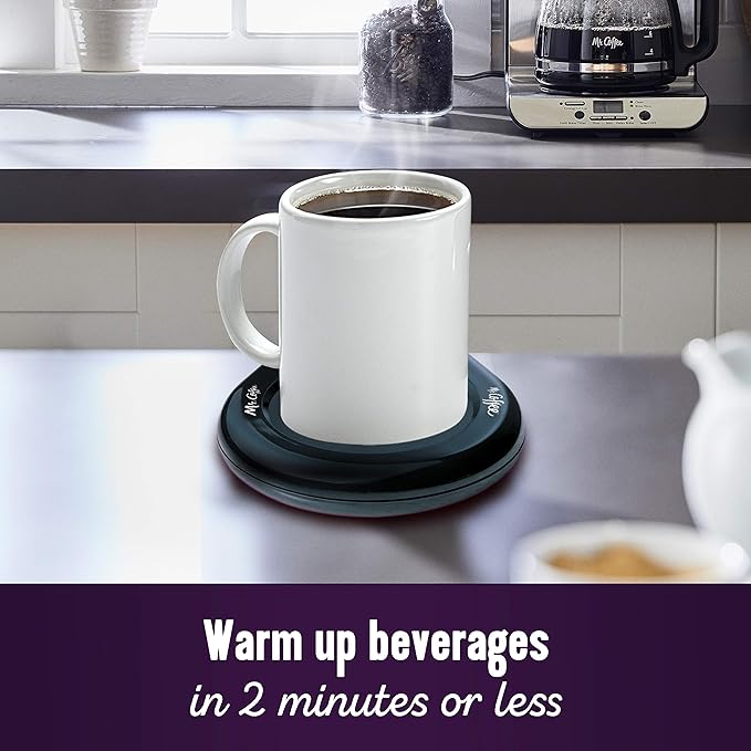 Mr. Coffee Mug Warmer for Coffee and Tea Portable Cup Warmer for Travel Office Desks and Home Black | Gifts for Teachers