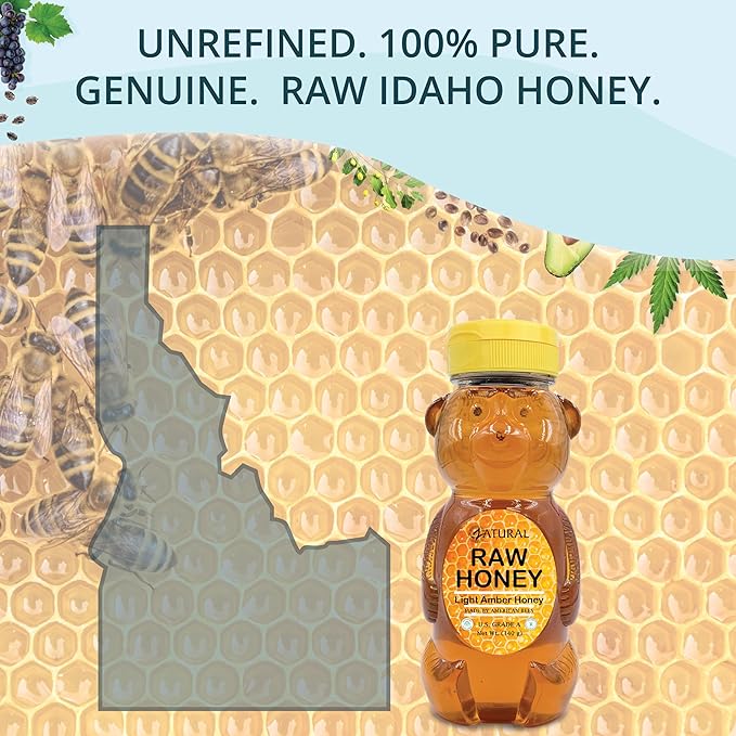 Zatural 100% Pure Natural Honey | Premium Unfiltered Sweetener & Food Ingredient | Ideal for Beverages, Baking & Culinary Use (12 Ounces)
