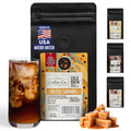 Inspired Coffee Co Cold Brew Coffee - Salted Caramel Flavored - Coarse Ground Beans For Perfect Medium Roast Low Acid Smoother Taste - 100% Arabica Grounds 12 oz. brew Resealable Bag