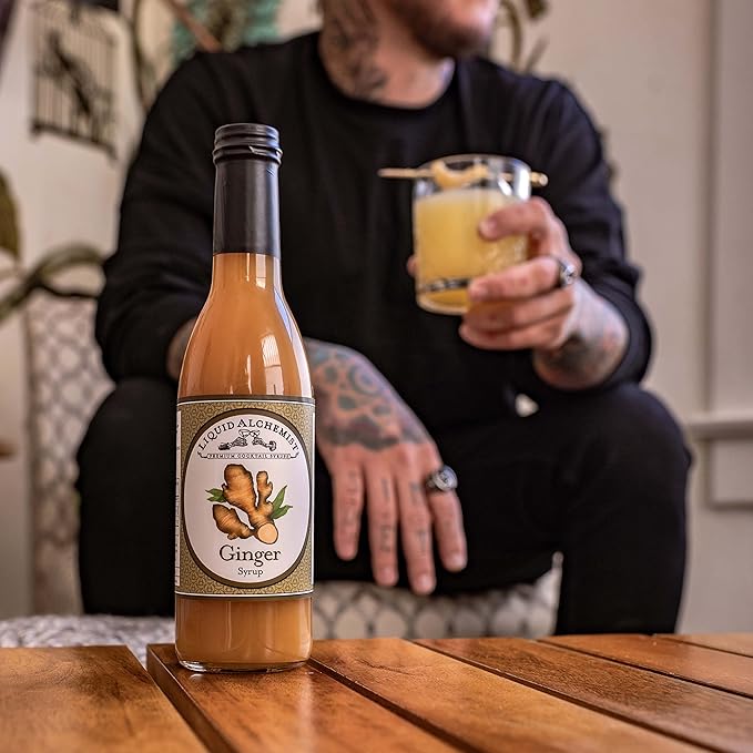 Liquid Alchemist Ginger Syrup for Cocktails - Real Ingredients Make our Liquid Ginger Puree for Cocktails the Perfect Moscow Mule Syrup - Our Non-GMO Vegan Drink Mixer Lasts Up to 2 Years (12.7 oz)