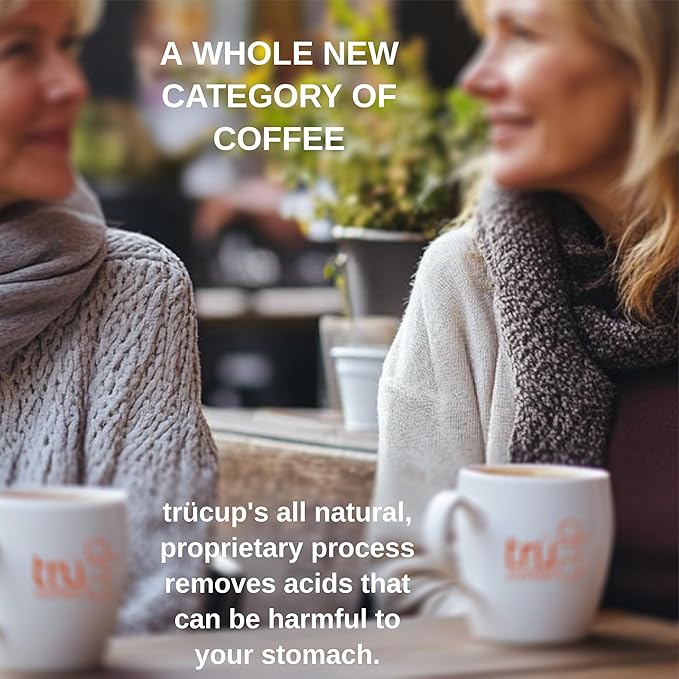 trücup Low Acid Coffee, Whole Bean Coffee Medium Roast 5 LB, Natural Water&Steam Process (60% Less Acid), Smooth Flavor, Stomach-Friendly Rich in Antioxidants