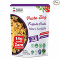 Pasta Zing Farfalle Pasta, Authentic Italian Al-Dente Texture, Ready in 1 Minute, 14g Protein 4g Fiber, Made with 100% Durum Wheat, Zero Sodium, Clean Label Shelf-Stable, 7.05 oz Pouch, Pack of 7