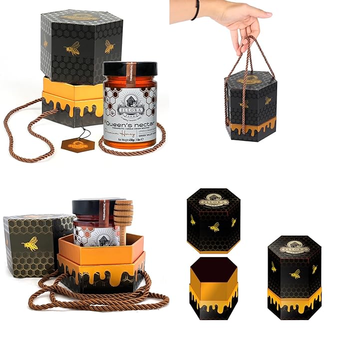 Ellora Farms Organic Honey, Wild Thyme Raw Honey Organic Unfiltered, Preservative and Additive Free, 2025 Paris and Dubai Gold Awards Winner, Gift Pack with Dipper - 450 g