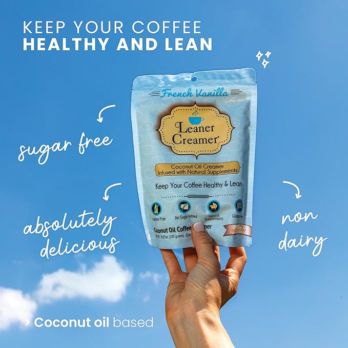 Leaner Creamer Coconut Creamer with Superfood Ingredients – Non-Dairy, Sugar-Free, Keto, Gluten-Free Powdered Coffee Creamer – French Vanilla – 280g