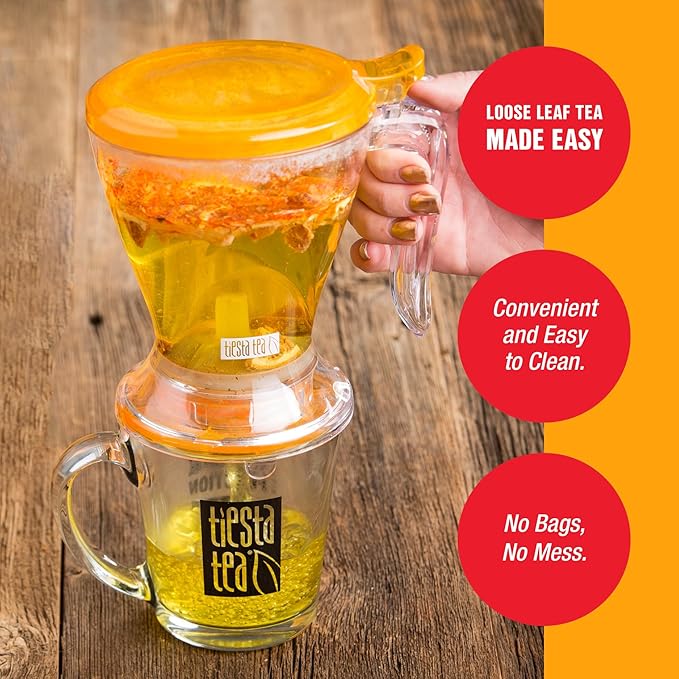 Tiesta Tea - Brewmaster and Cozy Fireside Tea Gift Set, Non-Caffeinated Loose Leaf Holiday Tea Blends with Infuser, Includes 16oz Tea Infuser & 2 Refillable Tins, Fireside Spice & Peppermint Cocoa