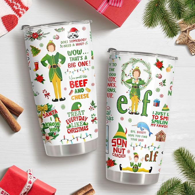 34HD Gifts for Christmas, Christmas Tumbler with Lid 20 oz Stainless Steel, Birthday Gifts for Women