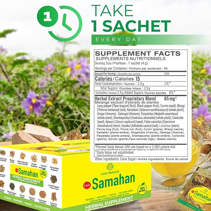 SAMAHAN Ayurvedic Herbal Tea Packets - Sri Lankan Ceylon Blend with 14 Natural Herbs Including Ginger, Black Pepper & More, Herbal Tea Bags for Wellness, Relaxation & Daily Comfort - 50 Count