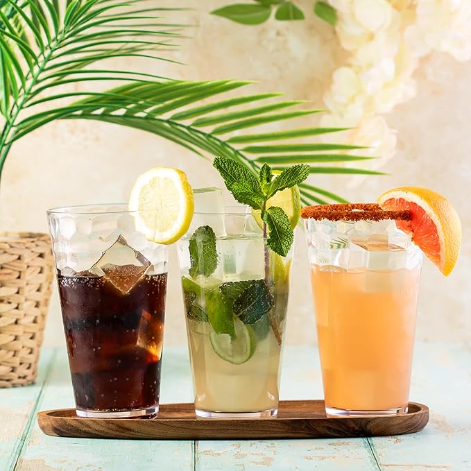 Hammered Plastic Drinking High Tumbler, Dishwasher-Safe Premium Quality Glasses, BPA-Free Reusable Outdoor Cups, 22 oz Set of 10