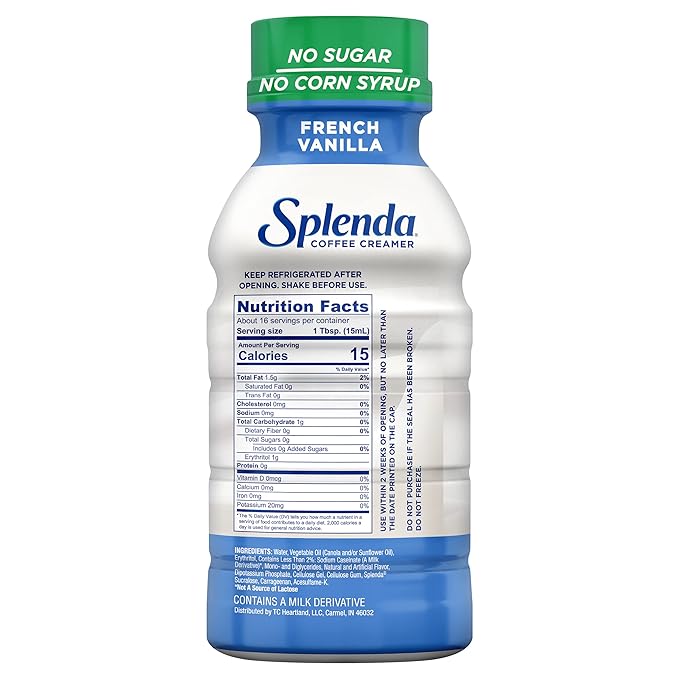 SPLENDA Sugar Free, Low Calorie French Vanilla Coffee Creamer, 8 Fl Ounces Bottle