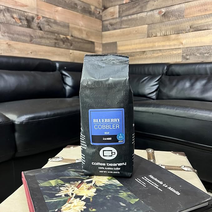 Blueberry Cobbler Flavored Coffee SWP Decaf, Specialty Arabica Coffee, Medium Roast, 12 ounce, Whole Bean