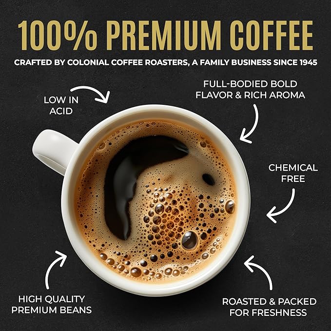 Colonial Coffee 12 Count Single Pot Coffee Packets – Signature Breakfast Blend, Medium Roast | Pre-Measured Frac Packs for 12 Cup Maker | Bulk Ground Gourmet Coffee for Home & Office