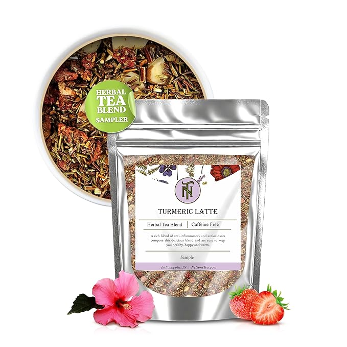Nelson's Tea - Caffeine Free Strawberry Hibiscus - Rooibos Loose Leaf Tea - Green Rooibos, honey bush, hibiscus, marigold petal, orange peel, raspberries, pomegranate, and strawberries (Sample 0.4 Oz)