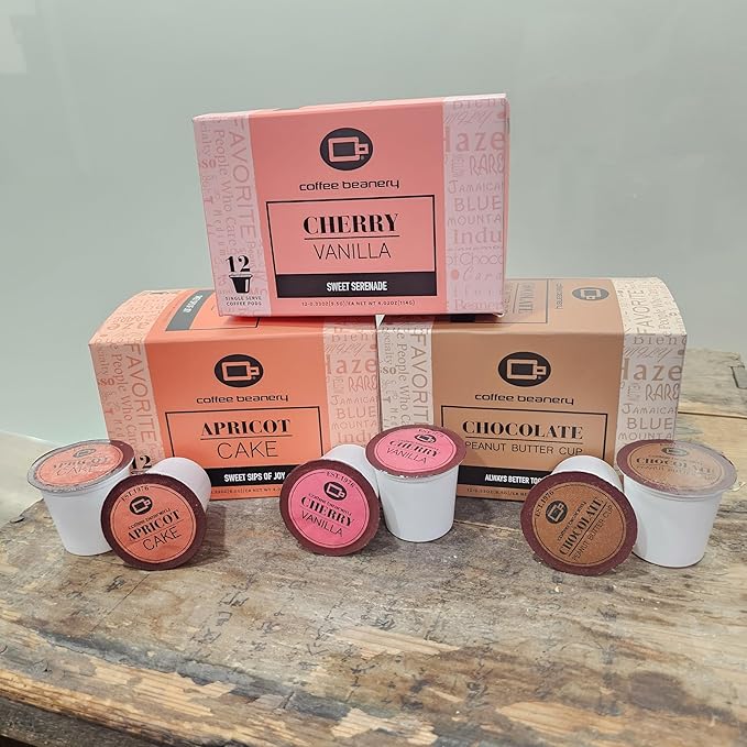 Apricot Cake Coffee Pods by Coffee Beanery | 12ct Flavored Coffee Pods Medium Roast Coffee Pods| 100% Specialty Arabica Coffee| Gourmet Coffee Pods