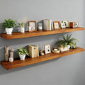 IAE Floating Wall Shelves 55 inch,Bathroom Shelving Wall Mounted,Invisible Shelf Floating Kitchen Shelves,Wooden Wall Shelf with Brackets for Living Room Wall Mounted,Easy Install,Set of 2,Teak