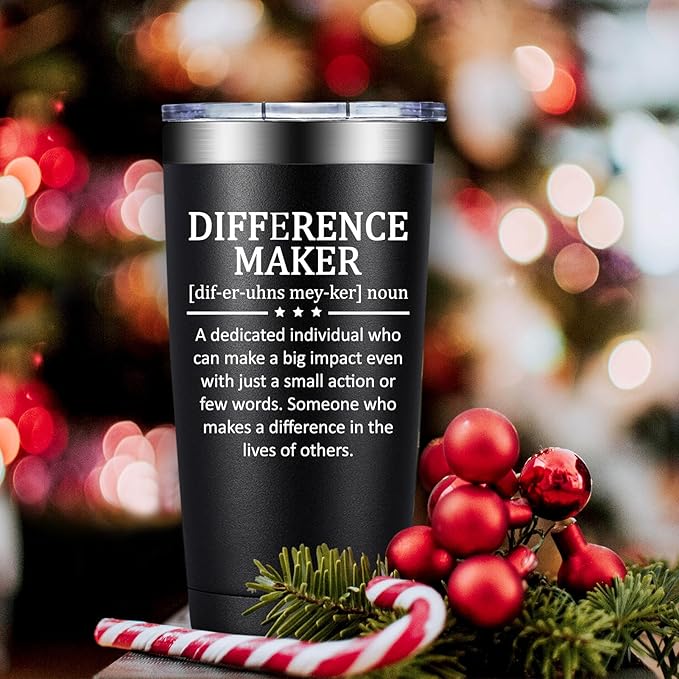 Difference Maker Gifts - Christmas Thank You Gift for Men Women - Teacher Appreciation Gifts - Inspirational Gift for Coworker, Boss, Assistant, Employee - 20oz Tumbler