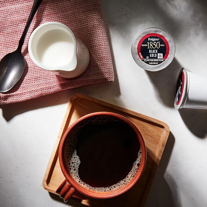 Folgers 1850 Black Gold Dark Roast Coffee, 10 Keurig K-Cup Pods
