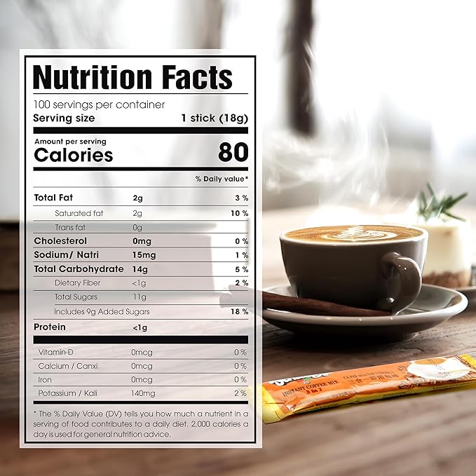 Vinacafe Premium 100 Sticks 3 in 1 Instant Coffee Mix, Single Serves