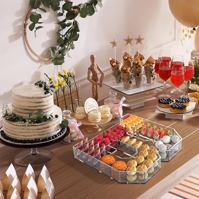 13.8" Acrylic Letter Charcuterie Tray, Charcuterie Letters Fillable Box for Food, Reusable Serving Cake Candy Dish Display Tray for Birthday Anniversary Party Decoration (Letter B)