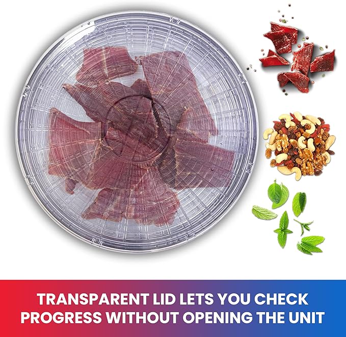 Total Chef Food Dehydrator - 5-Tier Liofilizadora, Air Drying Jerky, Fruit, Vegetable, Mushroom, Meat, Fish & More, Counter Top Alimentos Deshidratador For Home With Dishwasher Safe Trays Rack