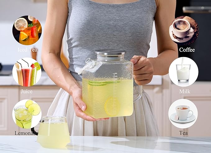 Purefold 1.5 Liter/50 oz Water Pitcher with Full Seal Lid and Spout, High Borosilicate Glass Jug, Leakproof Fridge Door Carafe for Iced Tea, Coffee, Juice, Milk Beverage (Textured)
