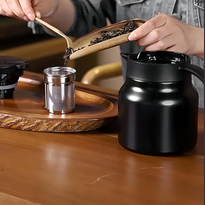 thermal teapot with infuser,Tea Pot with Infusers for Loose Tea,1000ML Thermal Teapot with Removable Infuser & Lid (A)