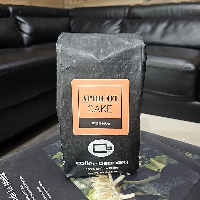 Apricot Cake Coffee by Coffee Beanery | 12oz Flavored Coffee Ground Medium Roast Coffee| 100% Specialty Arabica Coffee Ground | Gourmet Coffee | Flavored Ground Coffee Medium Roast