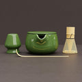 NEXTLUXE Matcha Whisk Set – Traditional Bamboo Chasen with Ceramic Bowl, Matcha Bowl and Whisk Kit - Measurement Lines, Spoon & Lid – Green