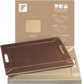 PLACEsMAT 2-in-1 Faux Leather Placemat & Serving Tray | Reversible Design, Lays Flat & Easy to Clean | Ottoman Food Tray, Perfect Housewarming Gift, 18” x 14” (Champagne & Bronze, Set of 4)
