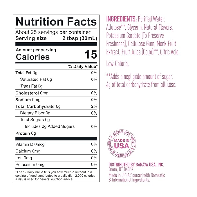 Lakanto Simple Flavoring Syrup - Monk Fruit Sweetener with Allulose, Perfect for Coffee, Tea, Cocktails, Snow Cones, Sodas, Other Drinks, Keto, Vegan (Hibiscus - 25.4 fl oz)