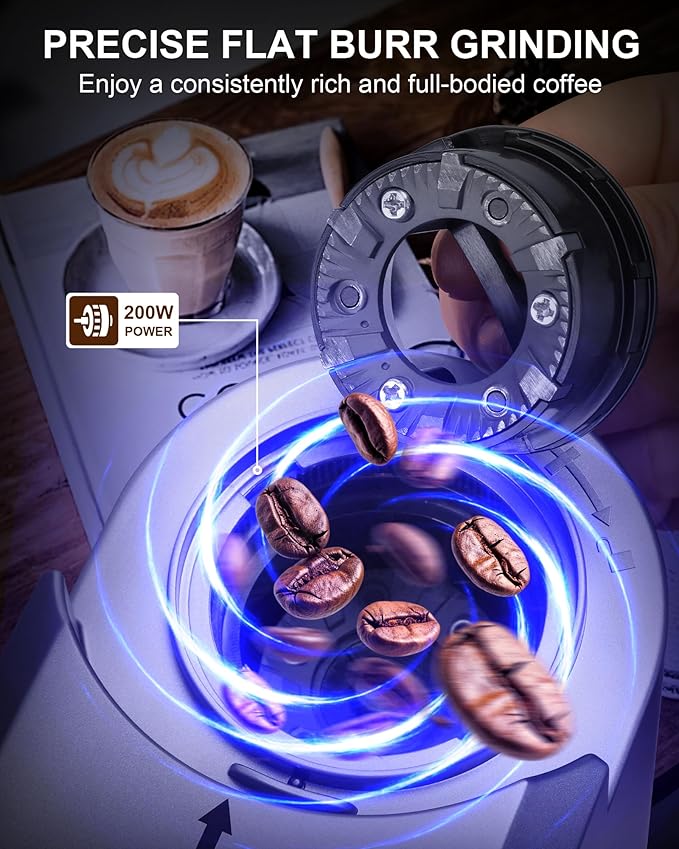 Wancle Coffee Grinder - Electric Burr Coffee Grinder - Adjustable Burr Mill with 28 settings - 12 Cups - Professional Coffee Bean Grinder - Grey