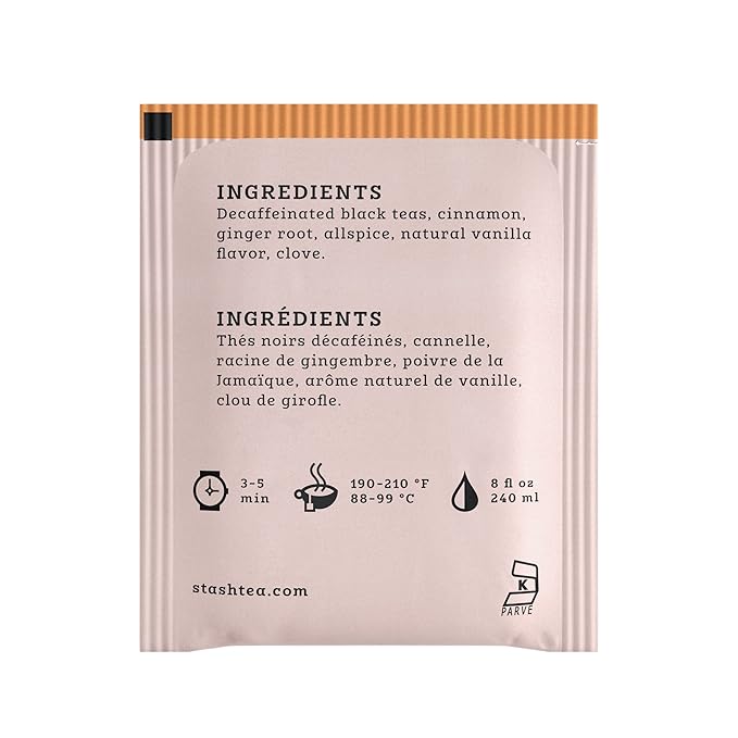 Stash Tea Decaf Vanilla Chai Tea, 6 Boxes With 18 Tea Bags Each (108 Tea Bags Total)