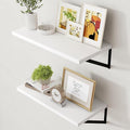 Axeman Floating Shelves for Wall White - 24 Inch Wide x 12 Inch Deep Wall Shelves Set of 2 - White Deep Wood Floating Shelves for Living Room Bedroom Laundry Room