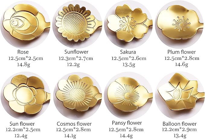 16 Pcs Teaspoon Tea Spoons, ESRISE Stainless Steel Cute Coffee Spoon for Tea Party Decorations (Gold)