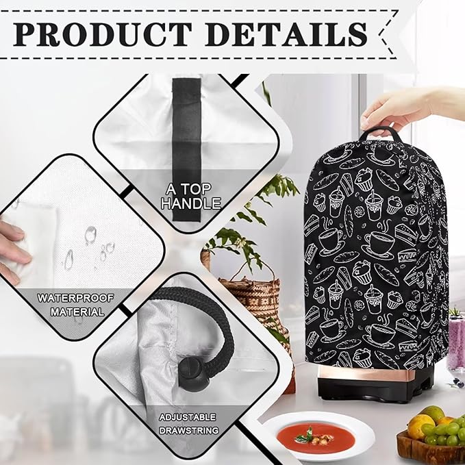 Coffee Pastry Blender Dust Cover with Drawstring Field Stand Mixer or Coffee Maker Cover Anti Fingerprint Polyester Appliance for Home Kitchen Decor