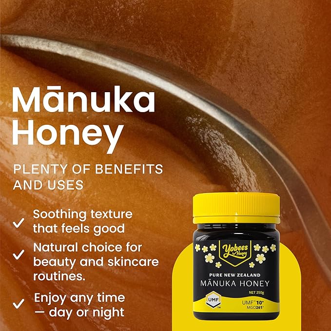 Yobees Honey Raw and unpasteurized New Zealand Manuka Honey Organic | MGO 261+ / Certified UMF 10+ | 8.8oz