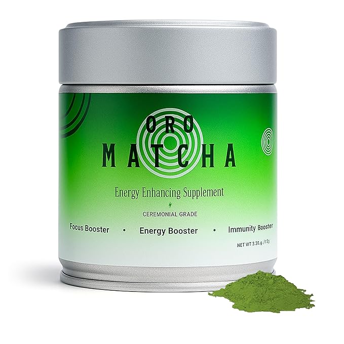 ORO MATCHA - Matcha Energy Booster Supplement (30g) - Organic Ceremonial Green Tea Powder - Blend for Focus & Clarity Support, Perfect Coffee Alternative Made - Zero Sugar, Vegan & 0 Calories
