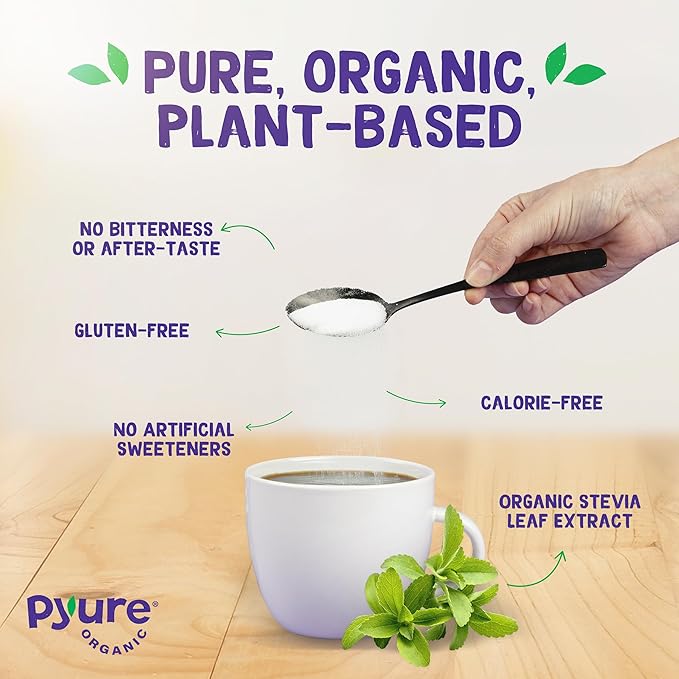 Pyure Organic All-Purpose Blend Stevia Sweetener | White Sugar Substitute, Zero Carb, Zero Sugar, Zero Calorie, Plant-Based Sweetener Perfect for Bakery & Restaurant Sugar Free Sweetening | 44 lb