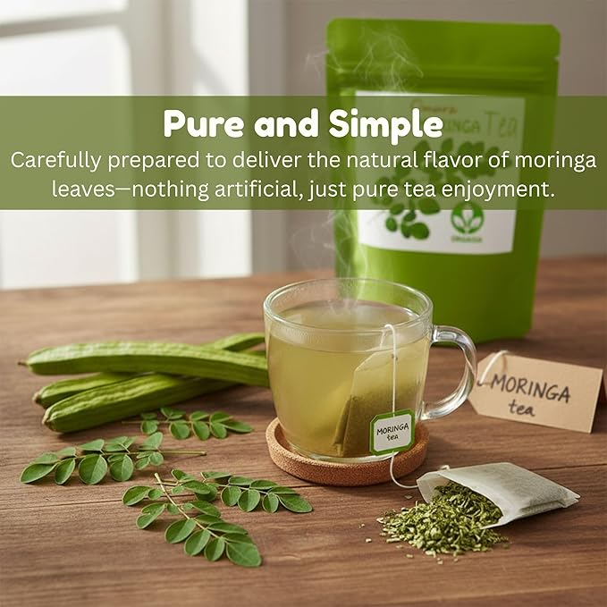Omura Moringa Tea Bags – Herbal Tea Infusion, Smooth & Earthy Flavor, Naturally Refreshing, Tea Bags (MORINGA 25-TEA-BAGS)