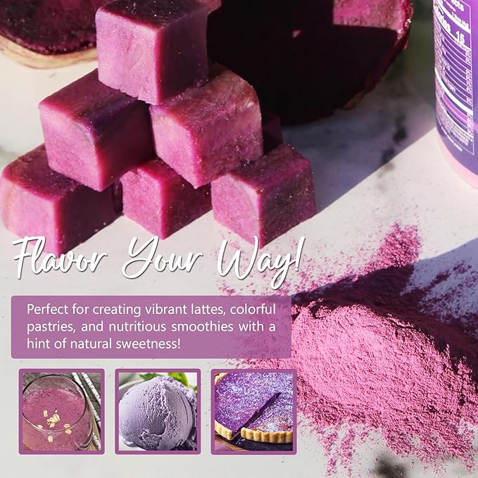 NPG 100% Pure Purple Sweet Potato Powder (Purple Yam Ube) 16 Ounces, All Natural Purple Dry Food Coloring Powder for Baking, Smoothies, Pasta, Tortillas, Vegan Gluten Free Non-GMO