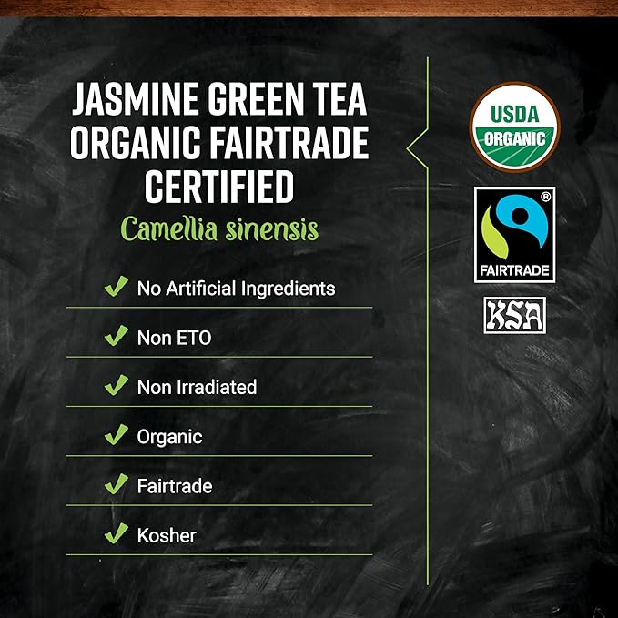 Frontier Co-op Organic Fair Trade Jasmine Green Tea, 1-Pound Bulk, Delicate Loose Leaf Green Tea, Floral, Dry & Medium Bodied