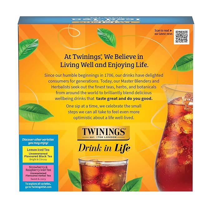 Twinings Black Iced Tea, 72 Oversized Tea Bags, Makes 18 Pitchers or 144 Servings, Unsweetened, Caffeinated, 72 Count (Pack of 2)