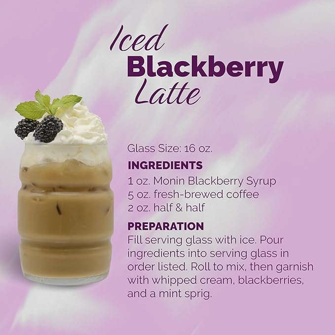 Monin - Blackberry Syrup, Delicious Berry Flavored Syrup, Cocktail Syrup, Authentic Flavor Drink Mix, Simple Syrup for Iced Tea, Lemonade, Cocktails, & More, Clean Label, Gluten-Free (1 Liter)