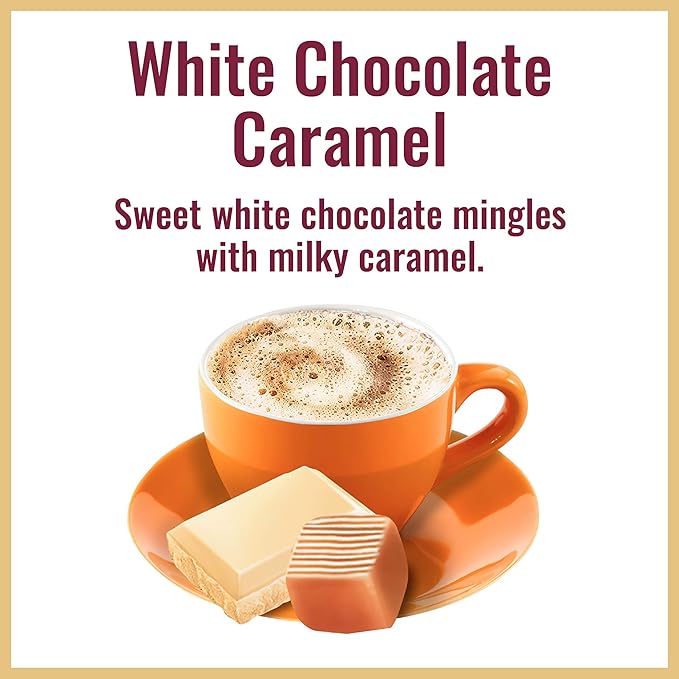 Hills Bros. Cappuccino Mix – Rich, Frothy Coffeehouse-Tasting Instant Drink Mix – Quick and Easy Preparation – Perfect for Hot & Iced Drinks & Creaming Coffee – White Chocolate Caramel, 1 Pack of 16oz