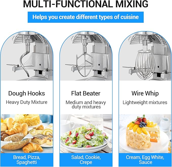 15Qt 600W Commercial Food Mixer, Commercial mixer 3 Speed Adjustable, Heavy Duty Stand Mixer with Stainless Steel Bowl for Bakery Pizzeria.