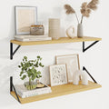 Axeman Deep Floating Shelves for Wall - 30 Inch Wide x 10 Inch Deep Floating Shelves Set of 2 -Oak Wide Wall Shelves for Living Room Bathroom Bedroom