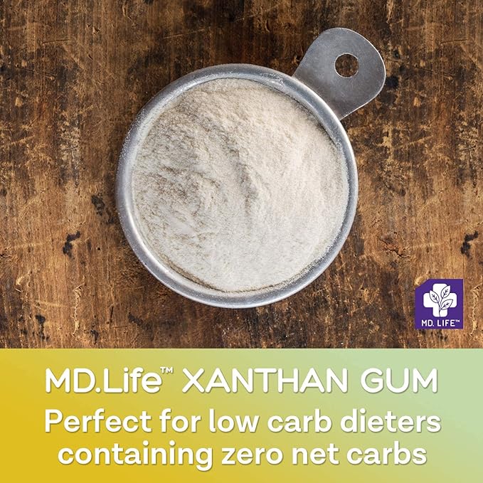 MD. Life Xanthan Gum for Baking Keto - 12 Ounces – 100% Natural Xanthan Gum Powder - Keto Friendly & Gluten Free – Carb Free Xanthan Gum for Baking, Food Thickener & Ice Cream Stabilizer