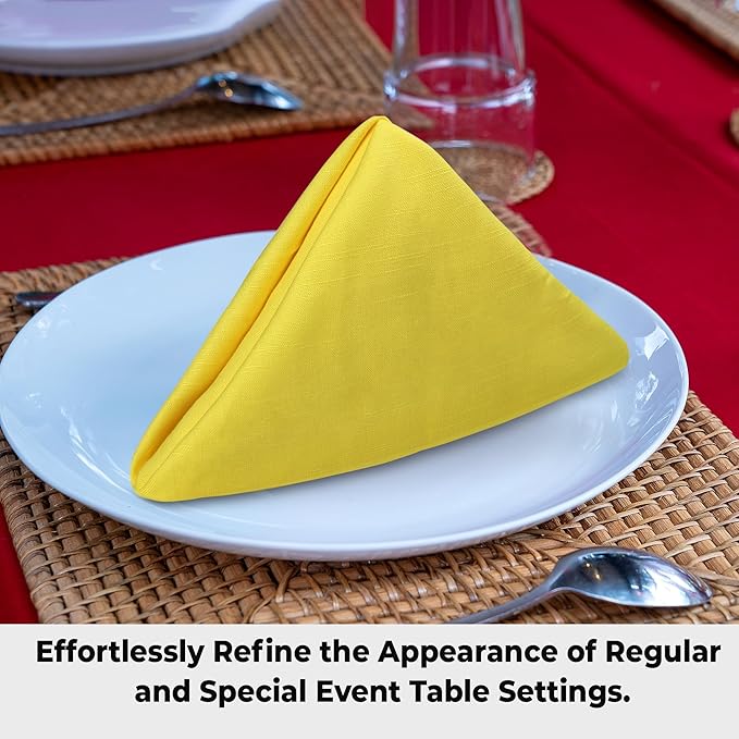 Urban Villa Cloth Napkins Set of 12 20x20 Inches 100% Cotton Napkins Cloth Washable Soft Durable Reusable Absorbent Table Dinner Napkins Cloth for Hotel Lunch Restaurant Weddings Parties-Neon Yelllow