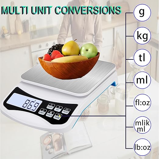 11lb/5kg Rechargeable Digital Kitchen Scale, 0.1g/0.001oz Precision Food Scale, Digital Grams and Ounces for Weight Loss, Baking,Cooking and Meal Prep,7 Units with Tare Function and Backlit LCD