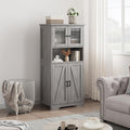 Storage Cabinets, 54 Inch Tall Hutch Bar Cabinet with Glass Doors and Adjustable Shelves, Wooden Kitchen Pantry Storage Cabinet, for Living Room